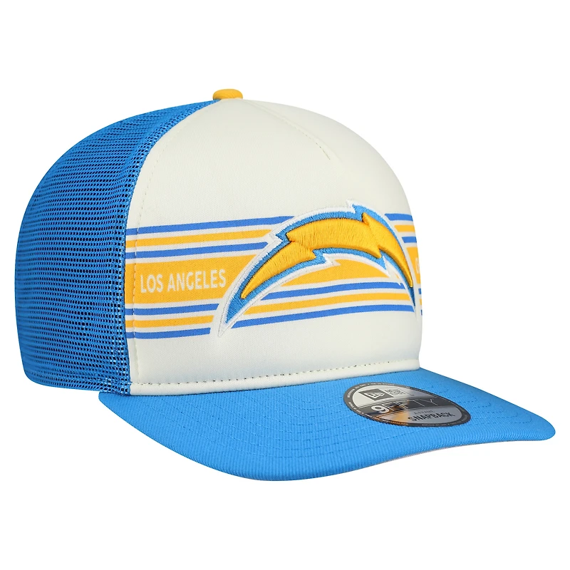 Men's New Era  Cream/Powder Blue Los Angeles Chargers Banner A-Frame 9FIFTY Snapback Hat