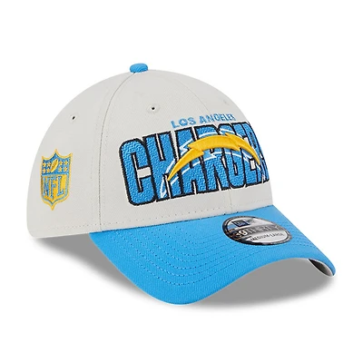 Casquette flex New Era Los Angeles Chargers 2023 NFL Draft 39THIRTY crème pour homme