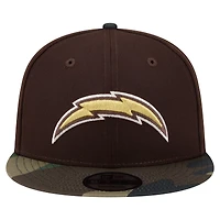 Casquette snapback New Era 9FIFTY marron foncé Los Angeles Chargers, motif camouflage Burnt Wood, pour homme