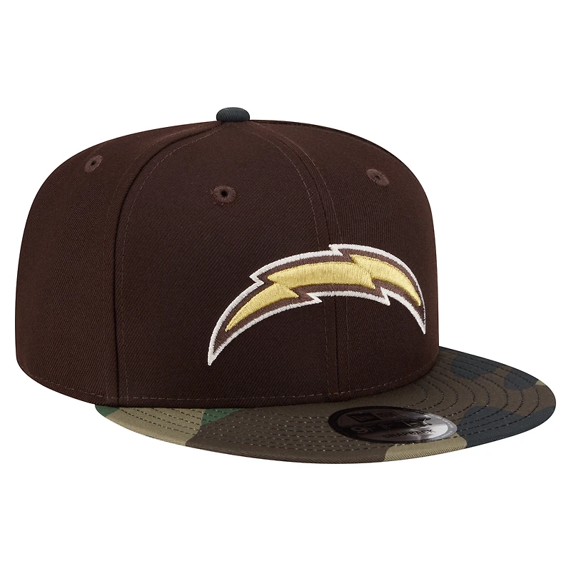 Men's New Era  Dark Brown Los Angeles Chargers Burnt Wood Camo 9FIFTY Snapback Hat