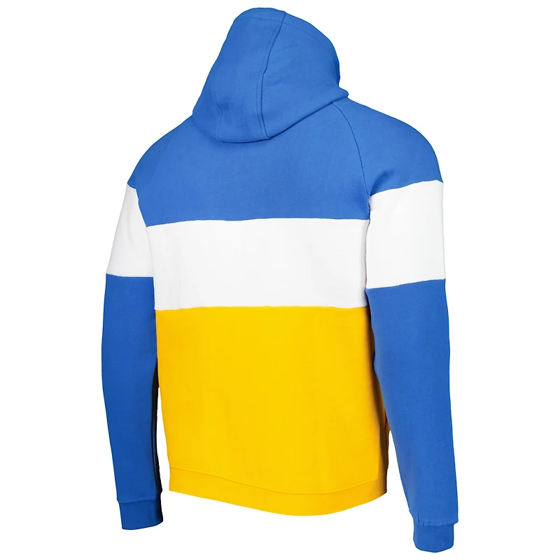 Sweat à capuche avec blocs de couleurs Los Angeles Chargers New Era pour homme, or/bleu poudré