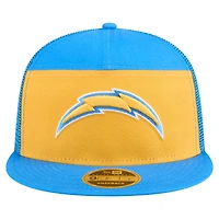 Casquette snapback New Era 9FIFTY pour homme, couleur or/bleu poudre, Los Angeles Chargers, panneau fendu extérieur