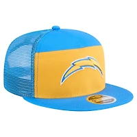 Casquette snapback New Era 9FIFTY pour homme, couleur or/bleu poudre, Los Angeles Chargers, panneau fendu extérieur