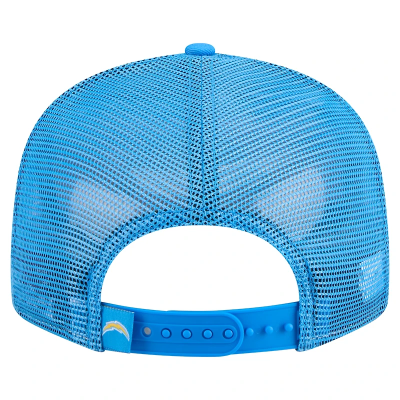 Casquette snapback New Era 9FIFTY pour homme, couleur or/bleu poudre, Los Angeles Chargers, panneau fendu extérieur