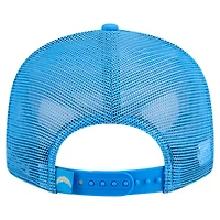 Casquette snapback New Era 9FIFTY pour homme, couleur or/bleu poudre, Los Angeles Chargers, panneau fendu extérieur