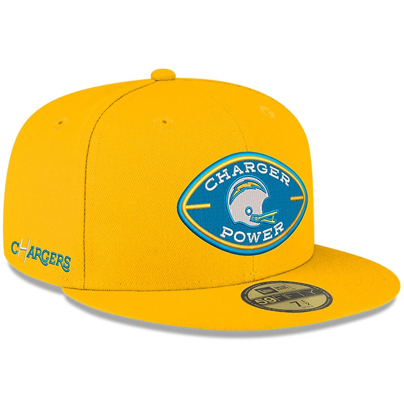 Casquette ajustée New Era Power 59FIFTY pour homme, couleur or, Los Angeles Chargers