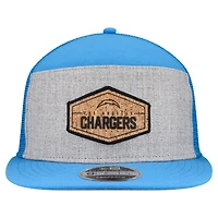 Men's New Era  Gray/Powder Blue Los Angeles Chargers Cork Split Panel 9FIFTY Trucker Snapback Hat