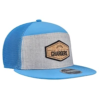 Men's New Era  Gray/Powder Blue Los Angeles Chargers Cork Split Panel 9FIFTY Trucker Snapback Hat