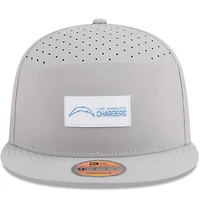 Casquette snapback 9FIFTY grise à panneau fendu Los Angeles Chargers 2025 de New Era pour homme