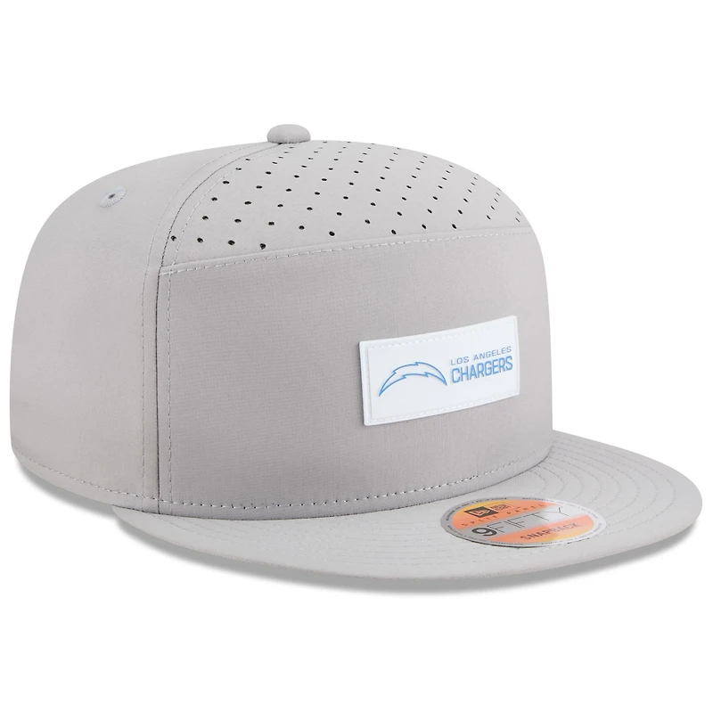 Casquette snapback 9FIFTY grise à panneau fendu Los Angeles Chargers 2025 de New Era pour homme