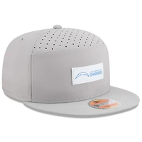 Casquette snapback 9FIFTY grise à panneau fendu Los Angeles Chargers 2025 de New Era pour homme