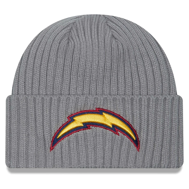 Bonnet en tricot à revers New Era pour hommes, gris chiné, Los Angeles Chargers Color Pack