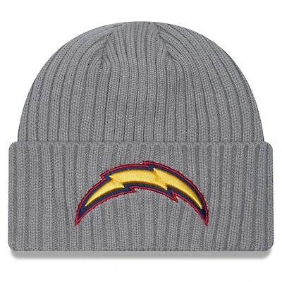 Bonnet en tricot à revers New Era pour hommes, gris chiné, Los Angeles Chargers Color Pack