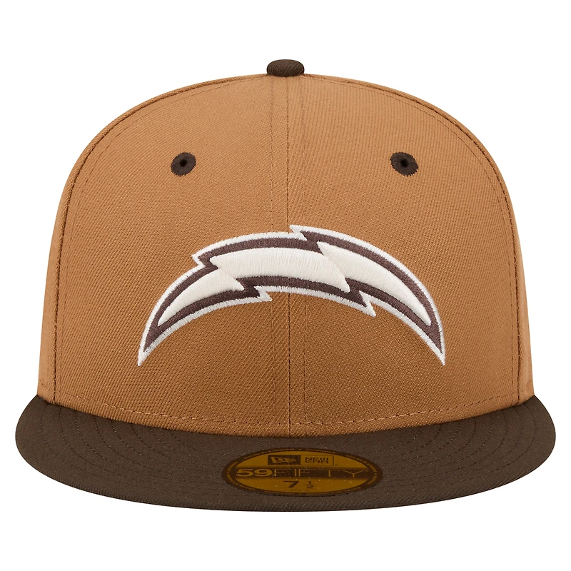 Men's New Era Light Brown/Dark Brown Los Angeles Chargers Two-Tone Walnut 59FIFTY Fitted Hat
