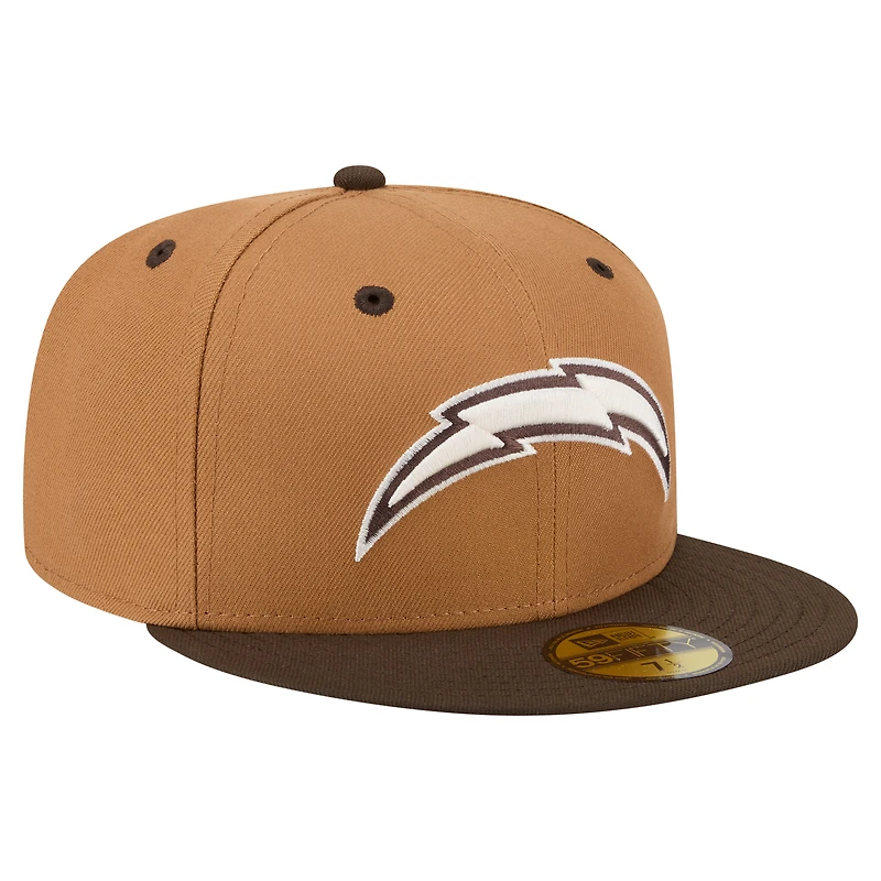 Men's New Era Light Brown/Dark Brown Los Angeles Chargers Two-Tone Walnut 59FIFTY Fitted Hat