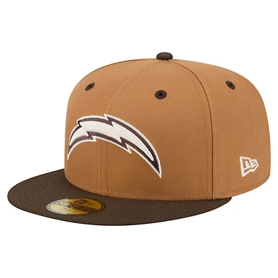 Men's New Era Light Brown/Dark Brown Los Angeles Chargers Two-Tone Walnut 59FIFTY Fitted Hat