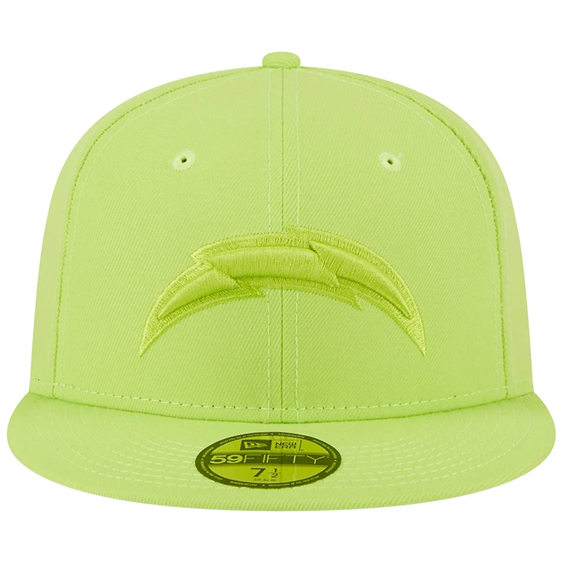 Men's New Era Neon Green Los Angeles Chargers Color Pack Brights 59FIFTY Fitted Hat