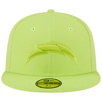 Men's New Era Neon Green Los Angeles Chargers Color Pack Brights 59FIFTY Fitted Hat