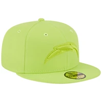 Men's New Era Neon Green Los Angeles Chargers Color Pack Brights 59FIFTY Fitted Hat