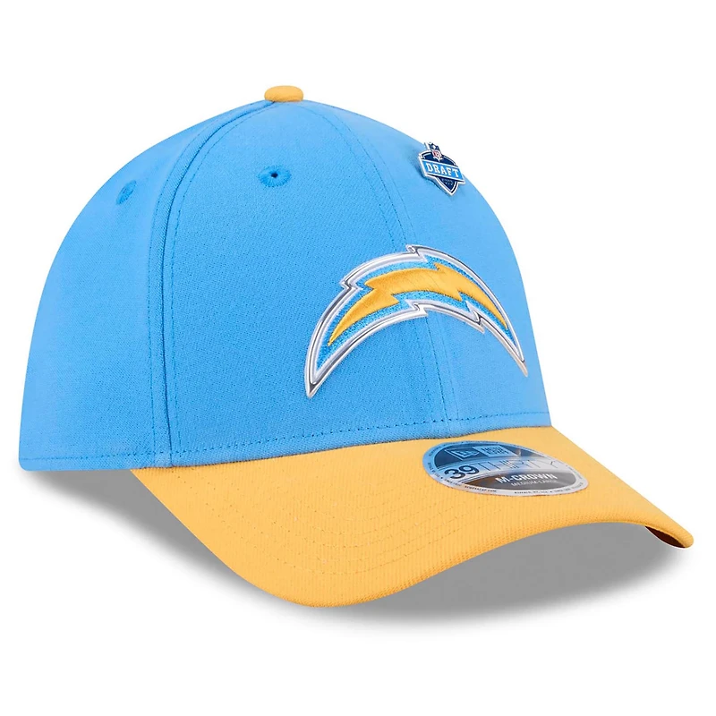 Men's New Era Powder Blue/Gold Los Angeles Chargers 2026 NFL Draft 39THIRTY M-Crown Flex Hat