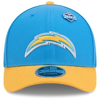 Casquette ajustable New Era pour homme, bleu poudre/or, Los Angeles Chargers, draft NFL 2026, modèle 9FORTY M-Crown