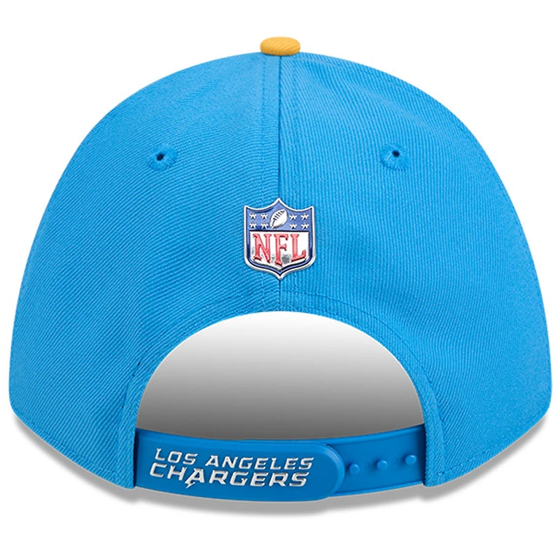 Casquette ajustable New Era pour homme, bleu poudre/or, Los Angeles Chargers, draft NFL 2026, modèle 9FORTY M-Crown