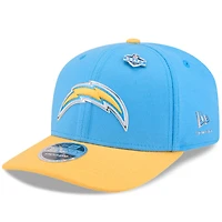 Casquette ajustable New Era pour homme, bleu poudre/or, Los Angeles Chargers, draft NFL 2026, modèle 9SEVENTY