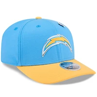 Casquette ajustable New Era pour homme, bleu poudre/or, Los Angeles Chargers, draft NFL 2026, modèle 9SEVENTY