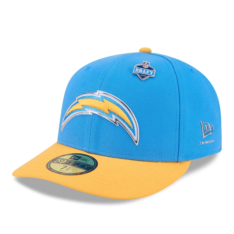 Casquette ajustée New Era 59FIFTY pour homme, bleu poudre/or, Los Angeles Chargers, draft NFL 2026