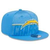 Casquette 9FIFTY Snapback New Era pour homme Los Angeles Chargers 2023 NFL Training Camp bleu poudré