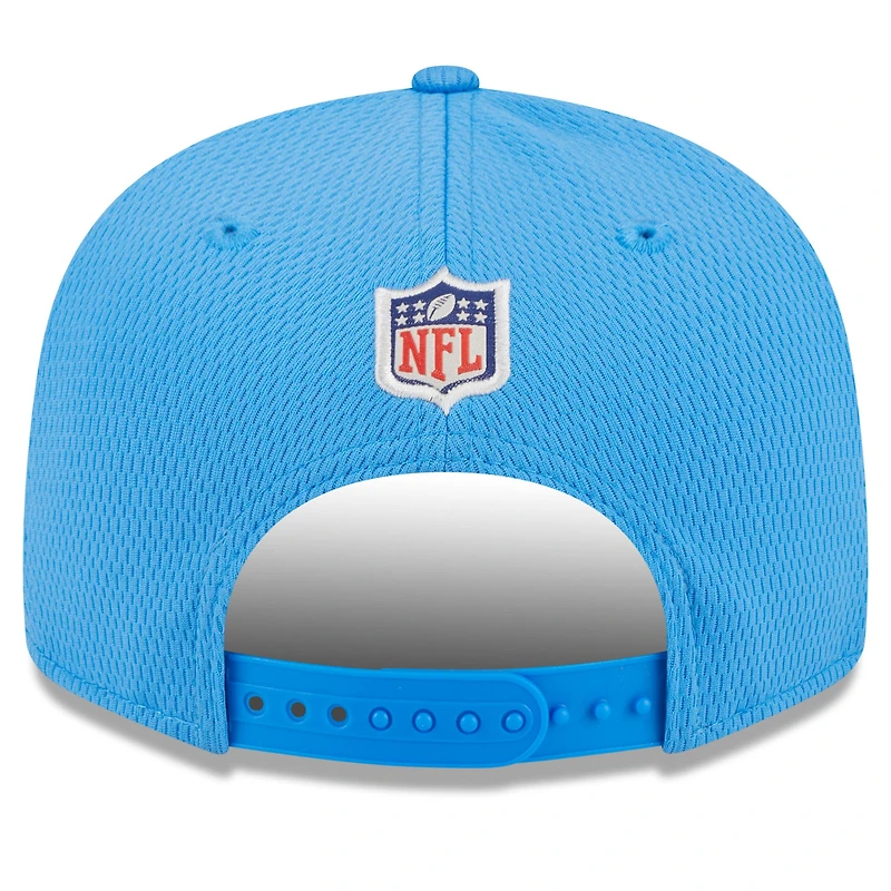Casquette 9FIFTY Snapback New Era pour homme Los Angeles Chargers 2023 NFL Training Camp bleu poudré