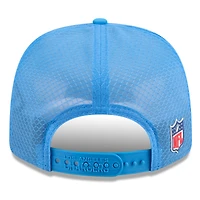 Casquette camionneur ajustable 9SEVENTY Sideline 2025 bleu poudre New Era pour homme des Los Angeles Chargers
