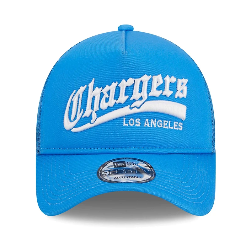 Casquette réglable New Era Los Angeles Chargers Caliber Trucker 9FORTY bleu poudré pour hommes