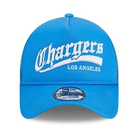 Casquette réglable New Era Los Angeles Chargers Caliber Trucker 9FORTY bleu poudré pour hommes