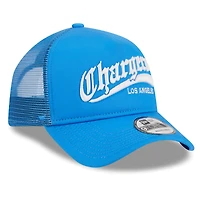 Casquette réglable New Era Los Angeles Chargers Caliber Trucker 9FORTY bleu poudré pour hommes