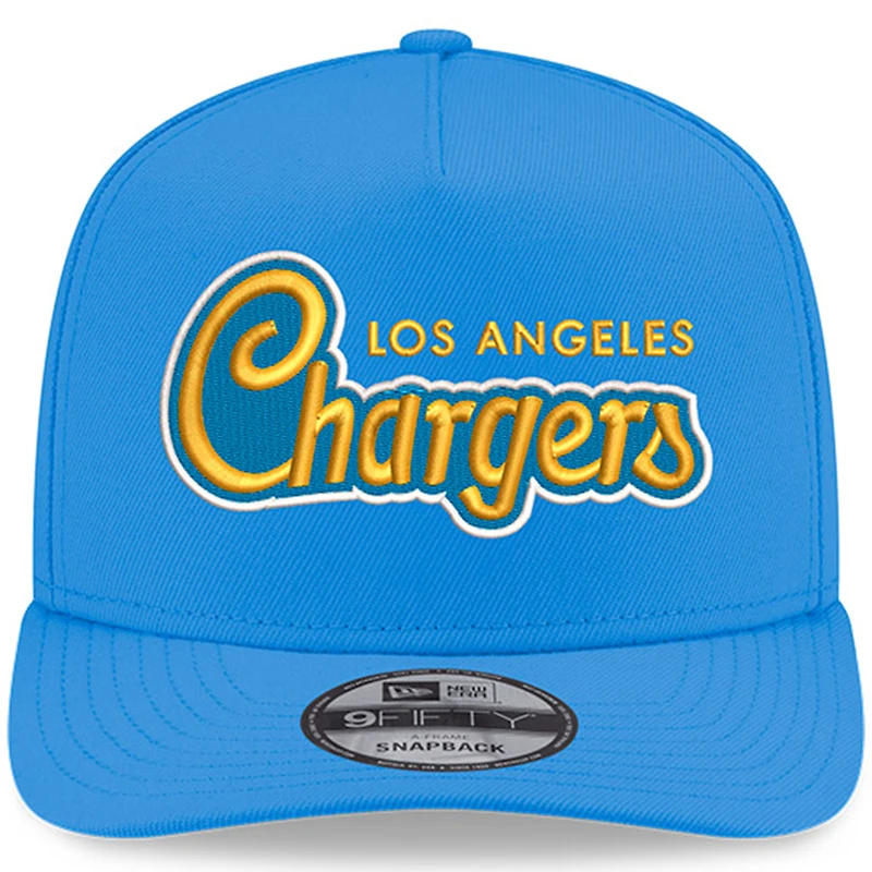 Men's New Era Powder Blue Los Angeles Chargers Charger Power A-Frame 9FIFTY Snapback Hat