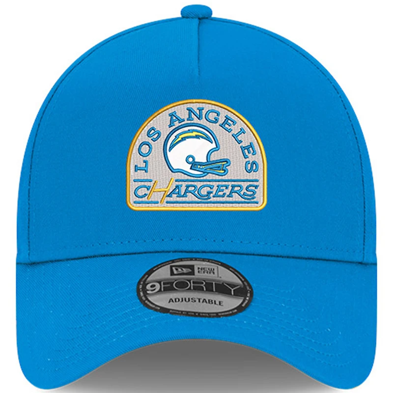 Men's New Era Powder Blue Los Angeles Chargers Charger Power A-Frame 9FORTY Trucker Adjustable Hat