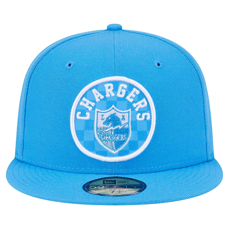 Men's New Era Powder Blue Los Angeles Chargers Checkered 59FIFTY Fitted Hat