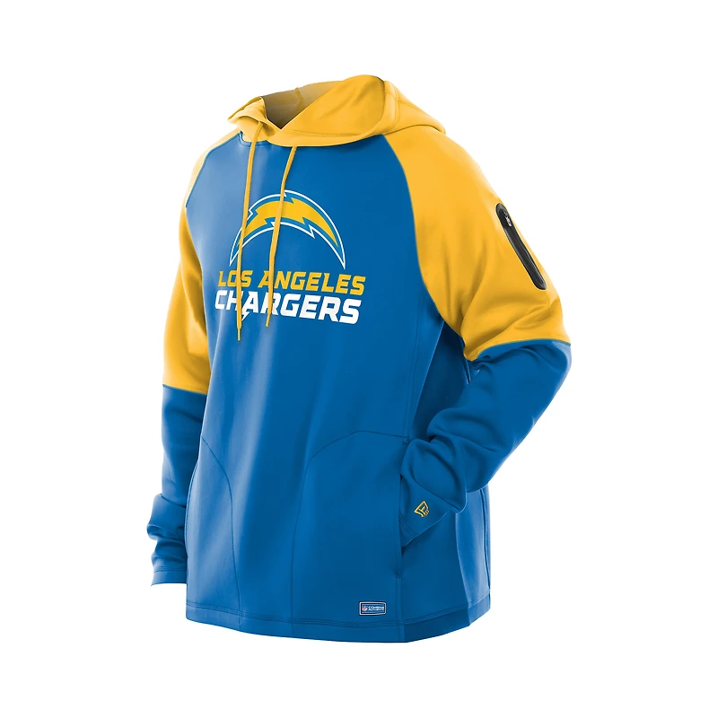 Sweat à capuche raglan bleu poudre pour homme New Era des Los Angeles Chargers Combine Authentic Color Block