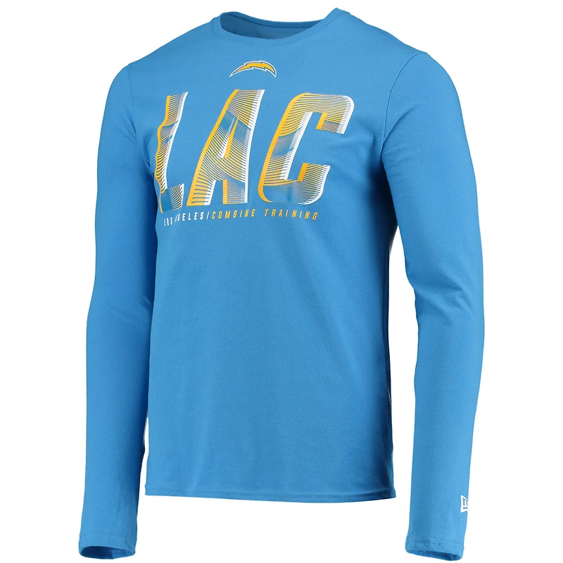 Men's New Era Powder Blue Los Angeles Chargers Combine Authentic Static Abbreviation Long Sleeve T-Shirt