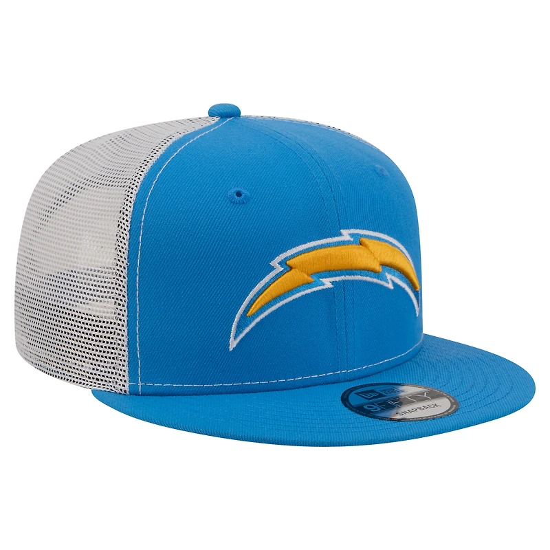 Men's New Era Powder Blue Los Angeles Chargers Core Team 9FIFTY Trucker Snapback Hat