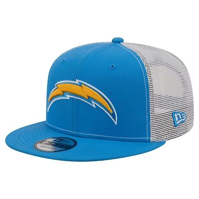 Men's New Era Powder Blue Los Angeles Chargers Core Team 9FIFTY Trucker Snapback Hat