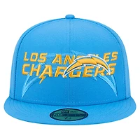 Casquette ajustée New Era bleu poudre Los Angeles Chargers Overlap Wordmark 59FIFTY pour homme