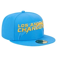 Casquette ajustée New Era bleu poudre Los Angeles Chargers Overlap Wordmark 59FIFTY pour homme