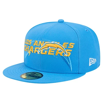 Casquette ajustée New Era bleu poudre Los Angeles Chargers Overlap Wordmark 59FIFTY pour homme