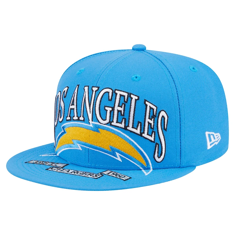 Casquette ajustée surdimensionnée 59FIFTY bleu poudre New Era pour homme des Los Angeles Chargers