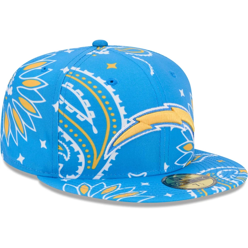 Men's New Era Powder Blue Los Angeles Chargers Paisley 59FIFTY Fitted Hat