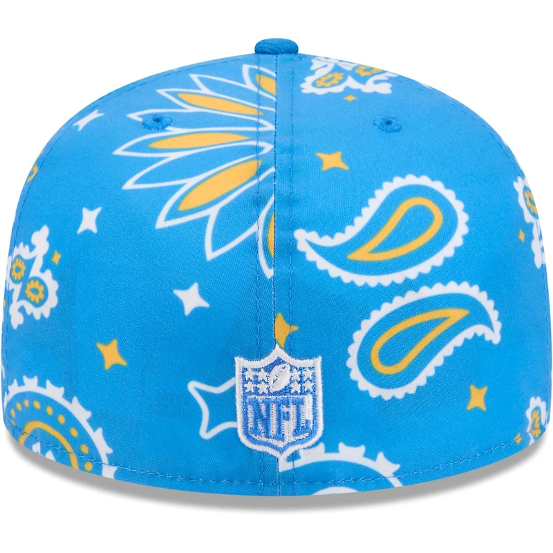 Men's New Era Powder Blue Los Angeles Chargers Paisley 59FIFTY Fitted Hat