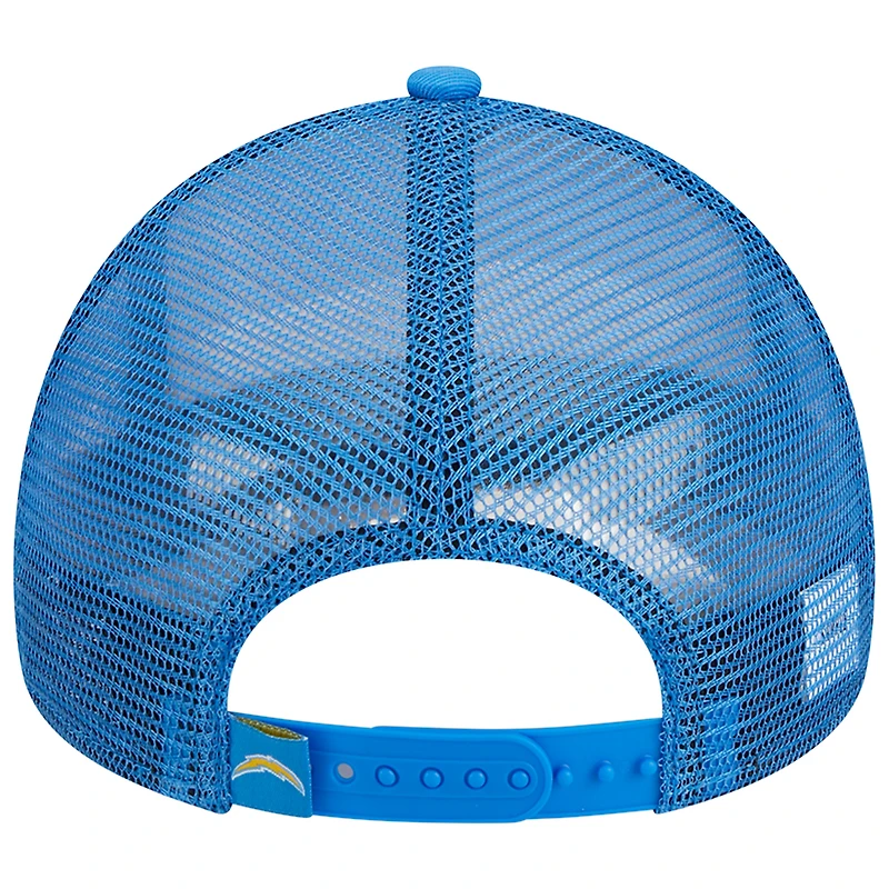 Men's New Era /Powder Blue Los Angeles Chargers Stacked A-Frame Trucker 9FORTY Adjustable Hat
