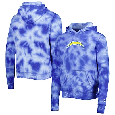 Sweat à capuche tie-dye bleu poudré Los Angeles Chargers Team New Era pour homme